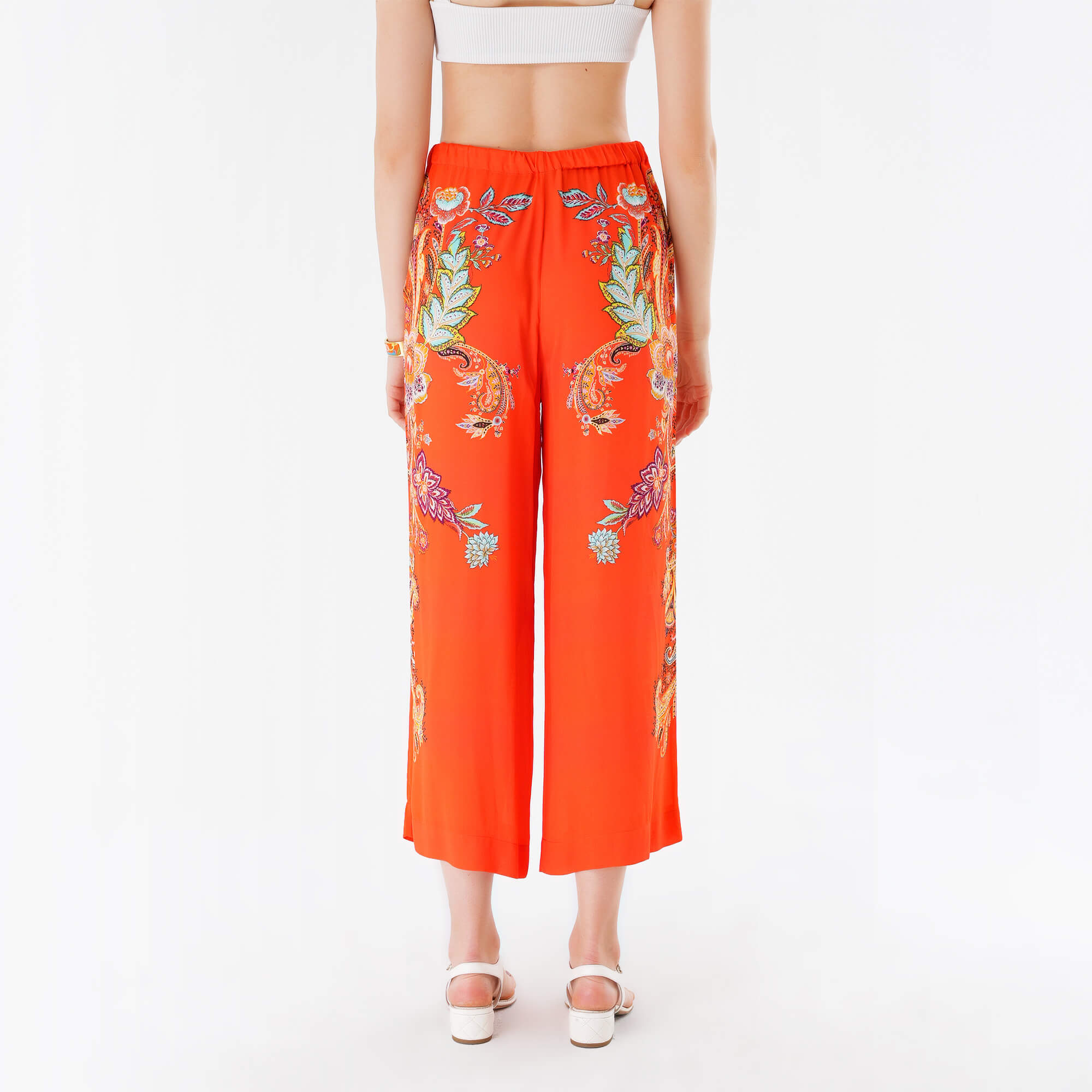 Etro - Orange & Multicolor Wide Leg Paisley Trousers IT40